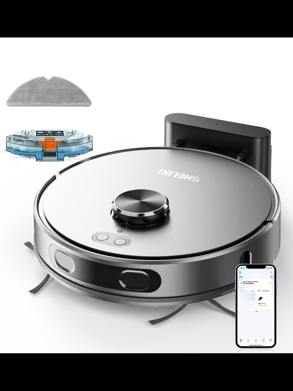 SHELIKI Robot Vacuum and Mop, Mapping Robotic Vacuums Cleaner with 360 LiDAR Nav